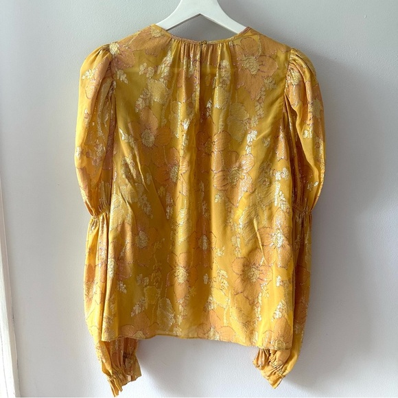 Ulla Johnson Aster Blouse Gold Floral Metallic - Picture 5 of 9